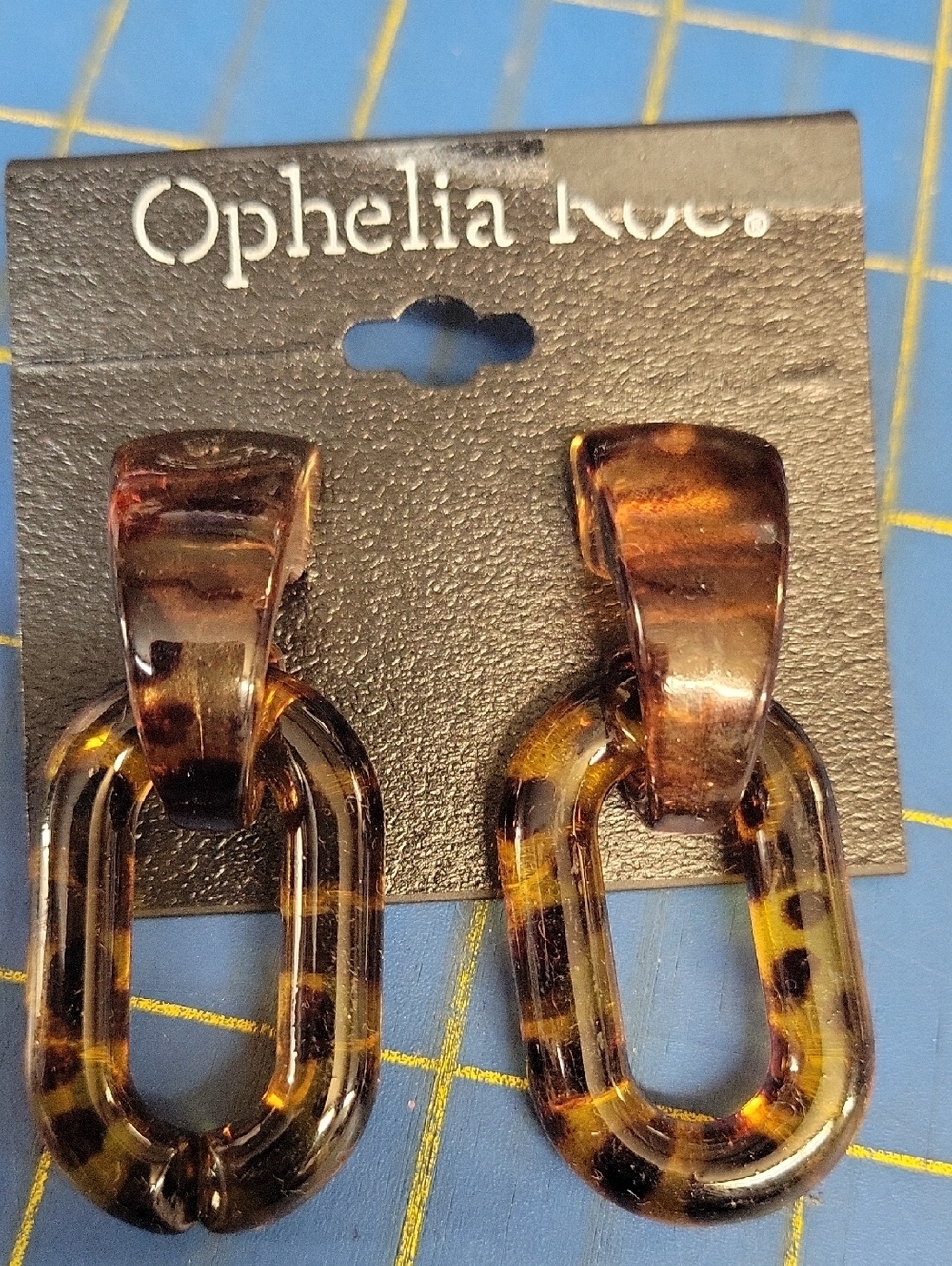 Ophelia Rae Tortoiseshell Link Drop 2" Earrings - Brown Amber